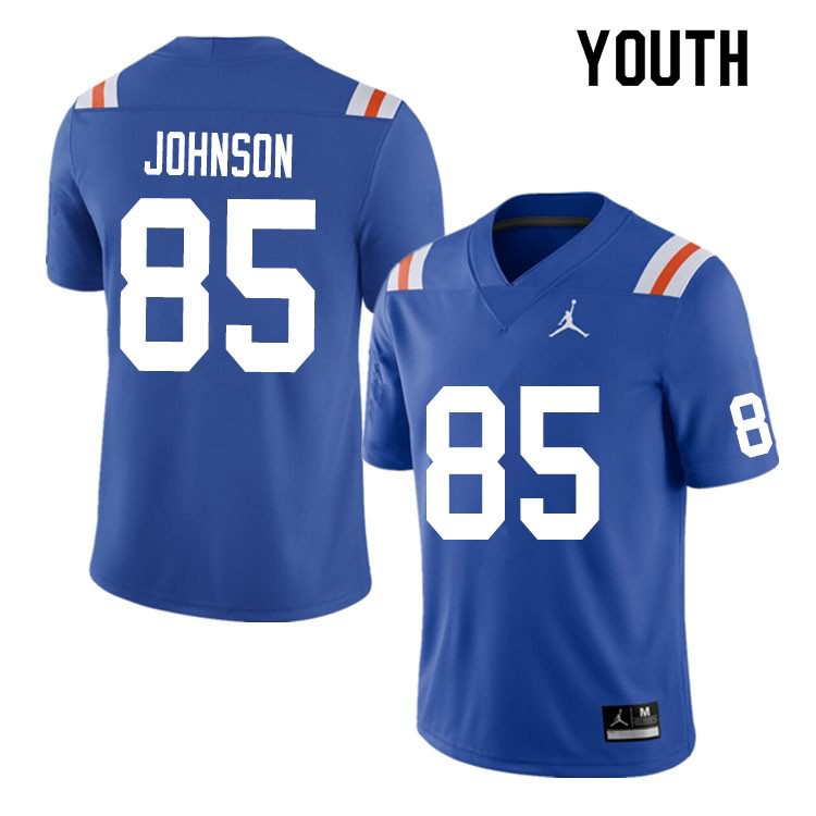 NCAA Florida Gators Kevin Johnson Youth #85 Nike Blue Throwback Stitched Authentic College Football Jersey TTH7364FU